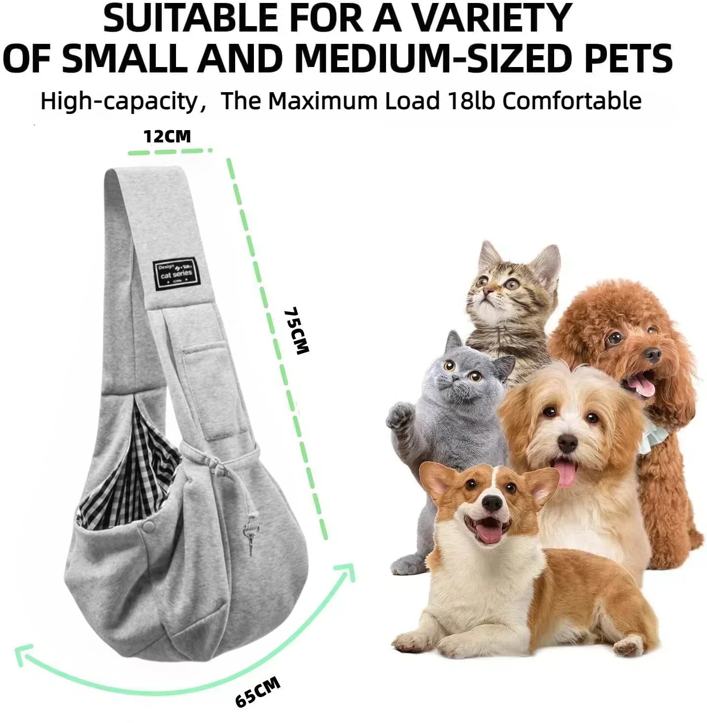 Cotton Dog Sling Carrier Bag – Comfortable Crossbody Pet Carrying Bag for Small Dogs & Cats, Travel Shoulder Tote