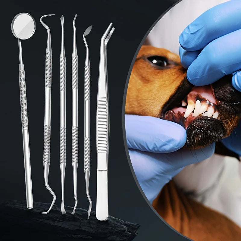 6pcs Soundwave Tartar Remover Kit for Dogs and Cats – Pet Dental Cleaning & Teeth Care Tool Set