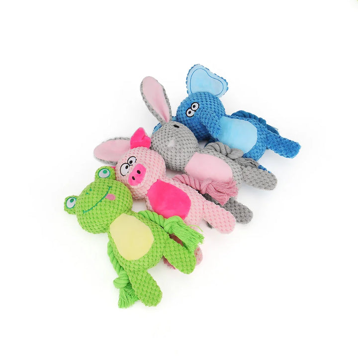 Animal Rope Plush Dog Toy – Rabbit & Monkey Squeaky Chew 🐾🧸