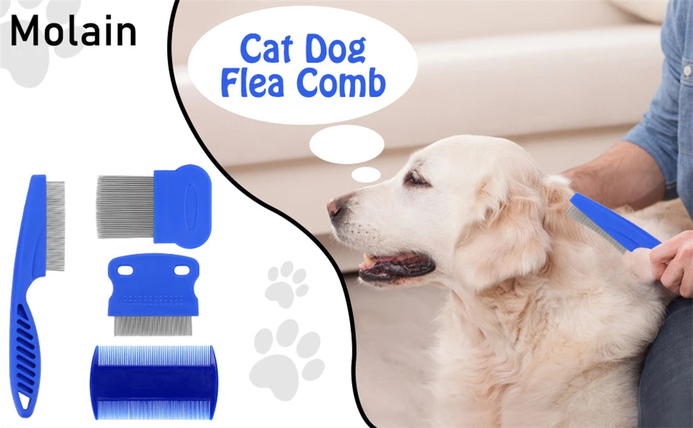Flea Comb 4Pcs Set – Durable High-Strength Teeth Pet Grooming Combs for Dogs & Cats – Tear Stain & Float Hair Remover