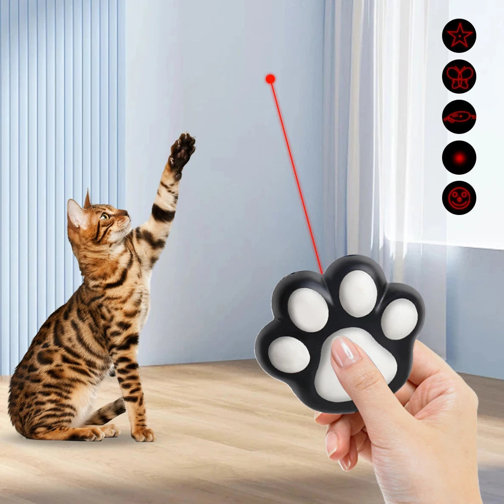 USB Rechargeable LED Laser Cat Toy – Interactive Pattern Light for Kitten Training & Play
