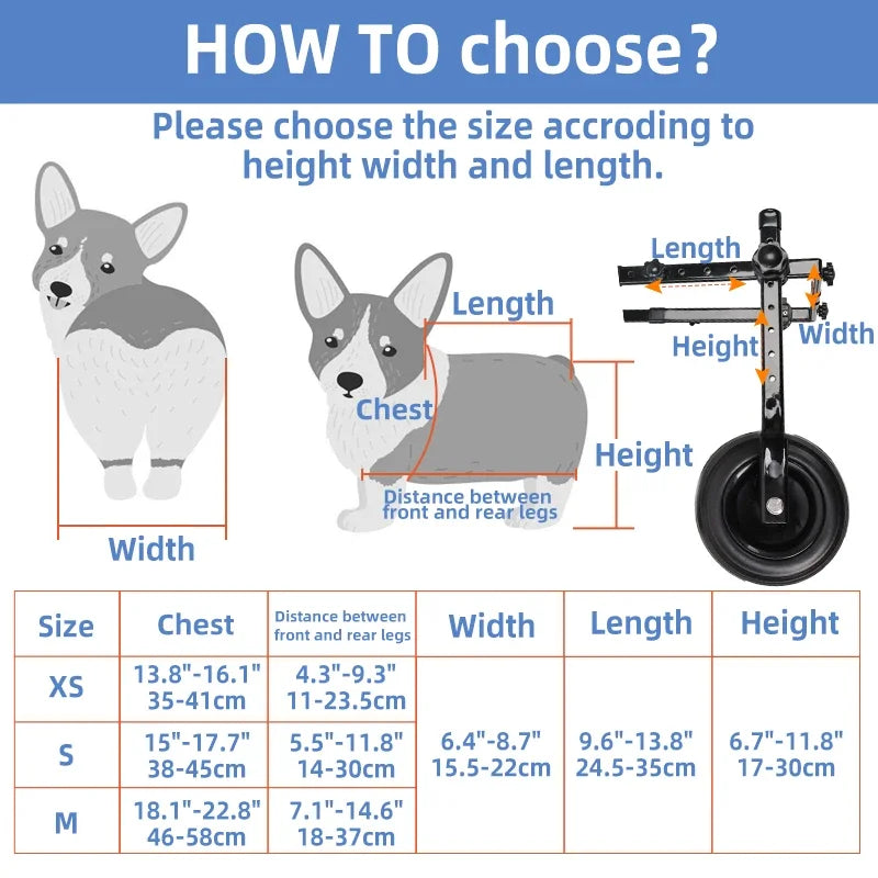 Adjustable Pet Wheelchair Cart – Mobility Aid with Wheels for Disabled Dogs and Cats