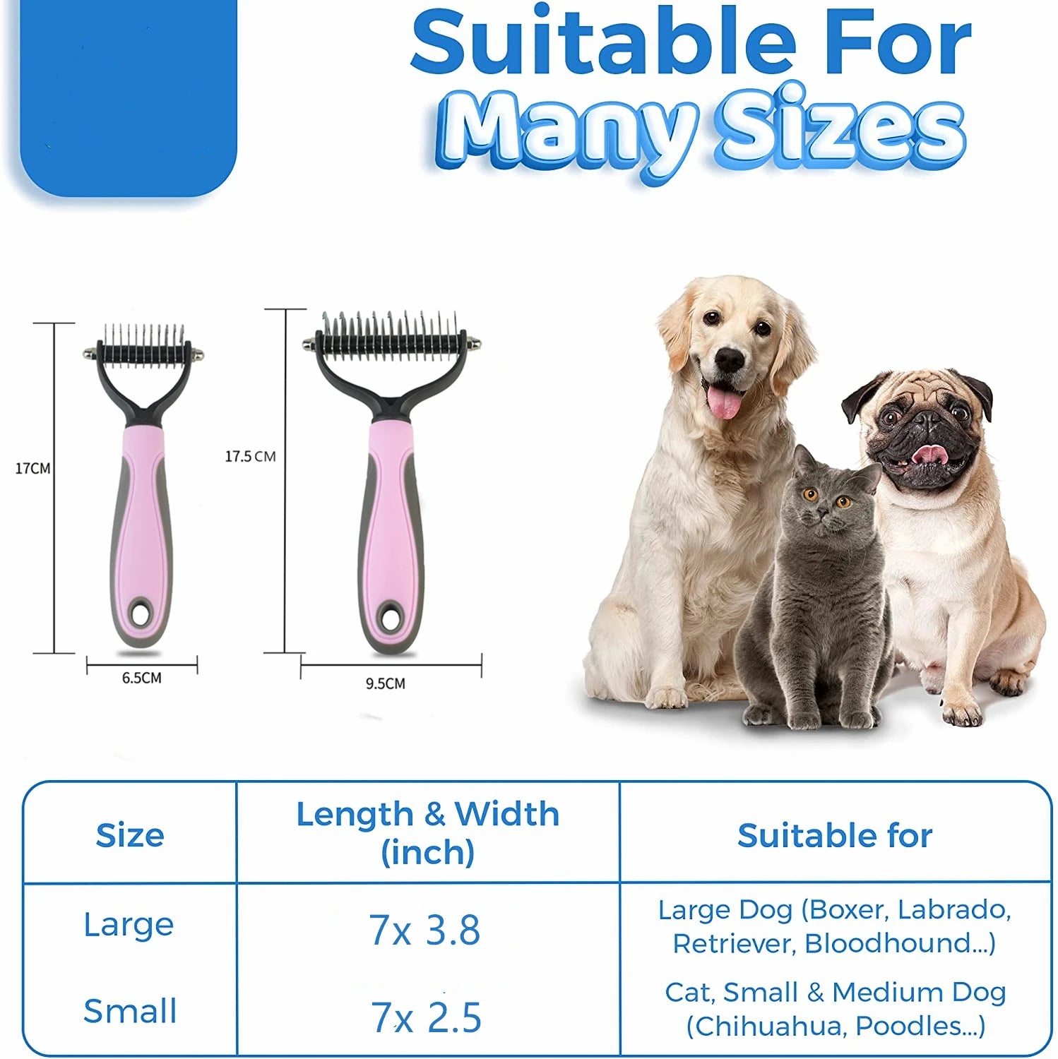 All-in-One Dog & Cat Hair Remover Brush – Grooming Comb for Long, Short & Curly Hair