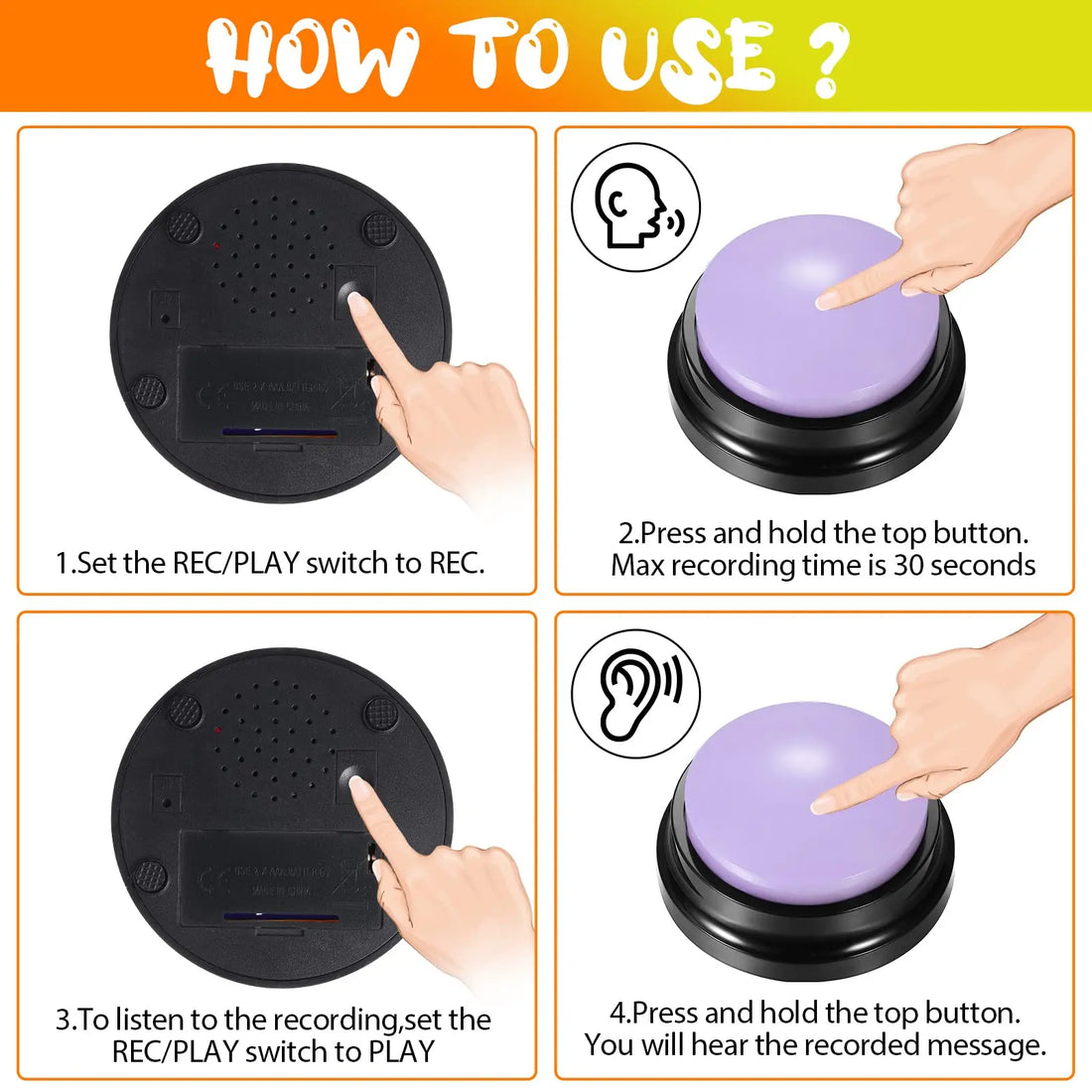 🎤 Pet Communication Button – Recordable Talking Training Toy with Cute Claw Print Design 🐾💡