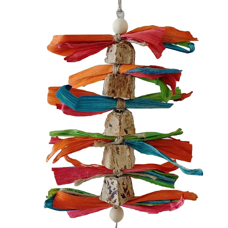 Pet Bird Parrot Toy – 4 Stainless Steel Pots with Acrylic String | Cage Chewing & Foraging Toy for Birds