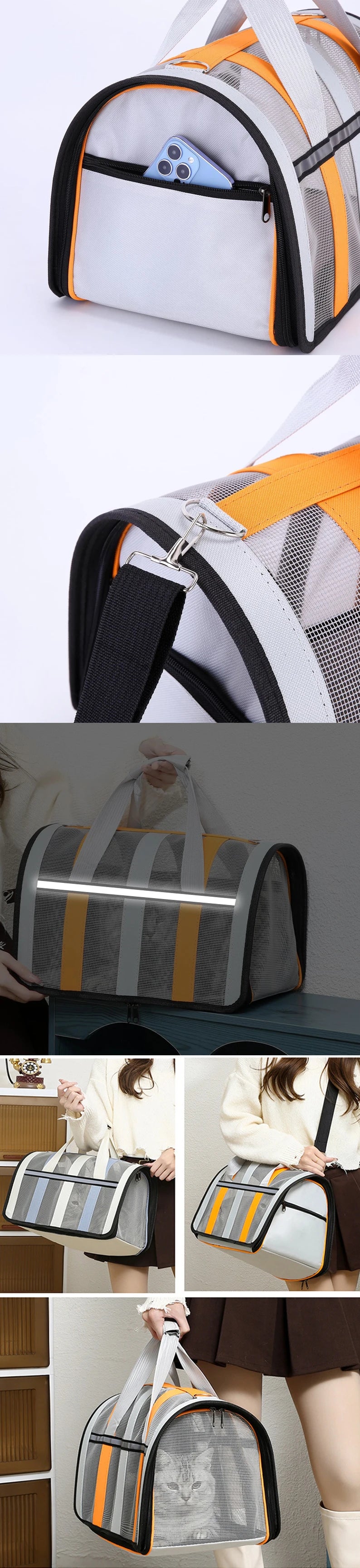 Foldable Pet Carrying Bag – Portable Mesh Handbag for Small to Medium Dogs & Cats