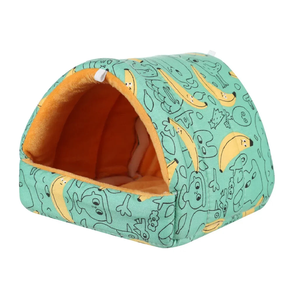 Cartoon Small Animal Bed – Soft Winter Nest for Hamsters, Guinea Pigs, Rabbits, and Squirrels