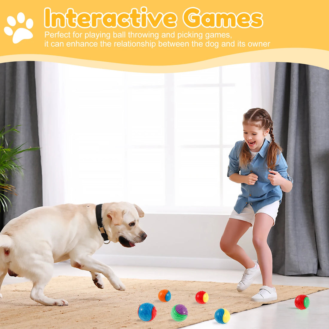 6PCS Squeaky Dog Balls – Interactive TPR Chew Toys for Dogs, Bite-Resistant & Teeth Cleaning Pet Toys