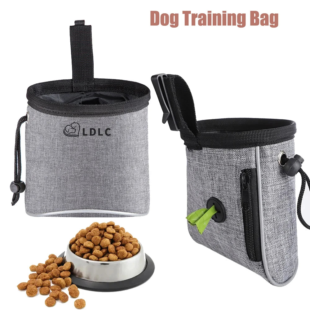Dog Treat Training Pouch with Built-in Poop Bag Dispenser – Outdoor Pet Training Bag for Toys, Kibble & Treats