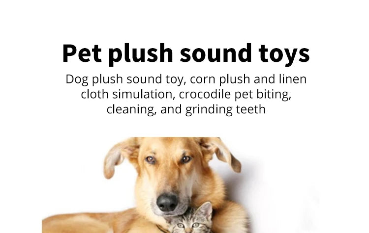 Interactive Plush Alligator Dog Chew Toy with Sound – Cartoon Animal