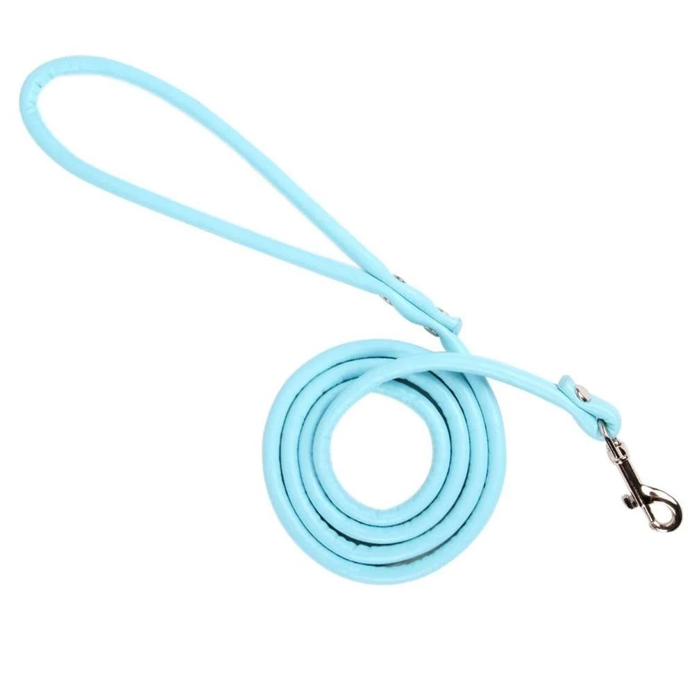 Soft PU Leather Dog Leash – 120cm Smooth Lead for Small Dogs & Puppies