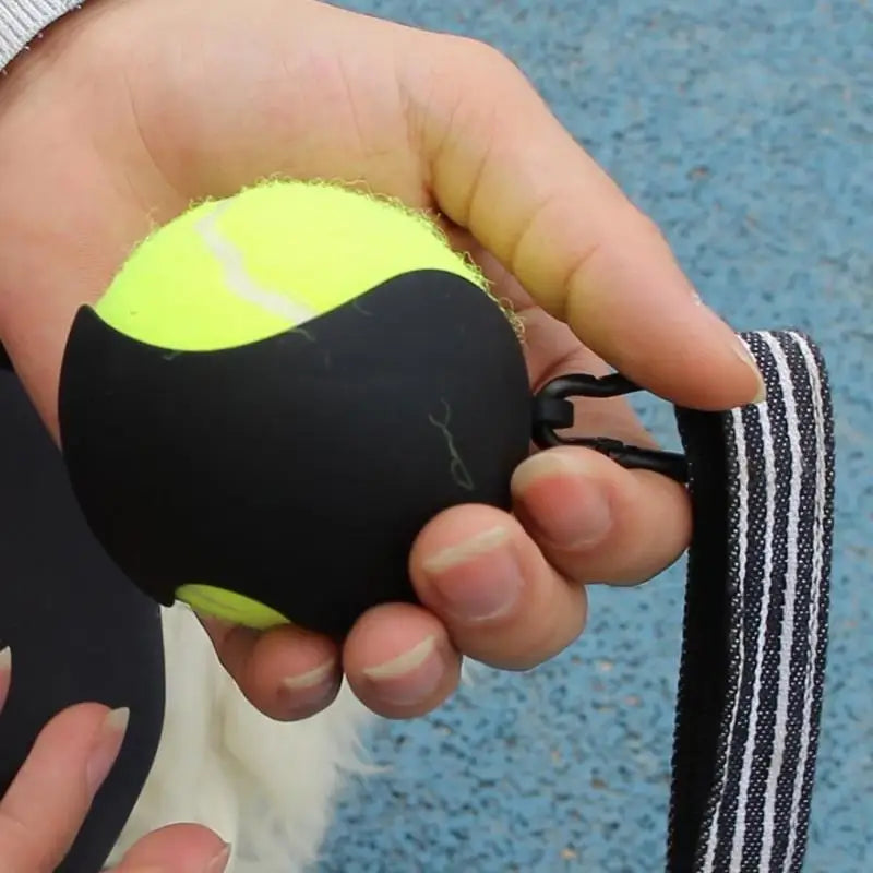 QXNB Tennis Ball Holder with Dog Leash Attachment – Hands-Free Pet Ball Cover Holder for Walks & Training