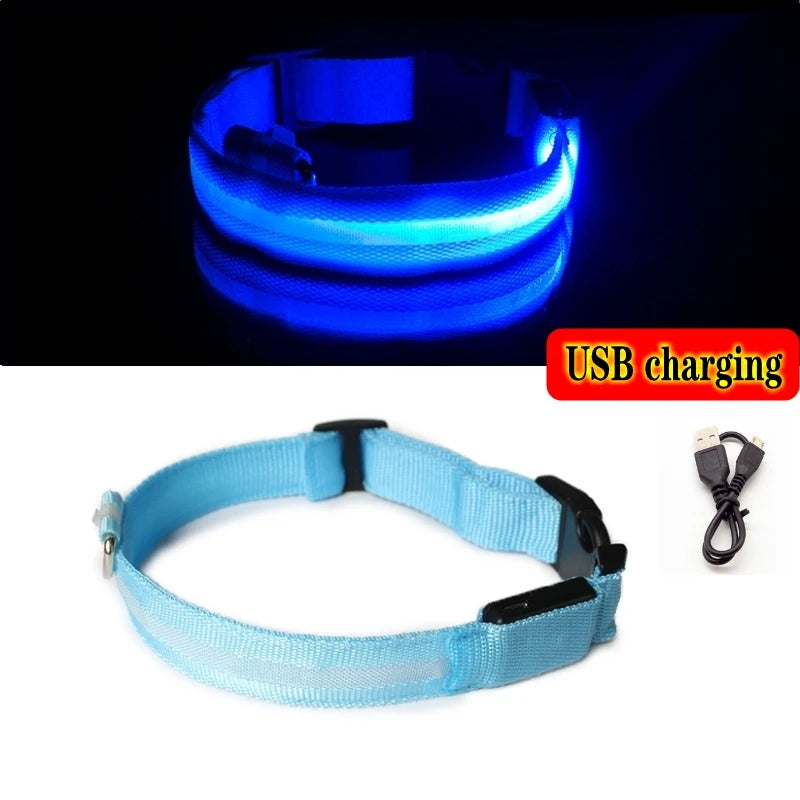 LED Dog Collar Light – USB Rechargeable/Battery Night Safety Glow Collar for Dogs & Puppies, Anti-Lost Pet Accessory