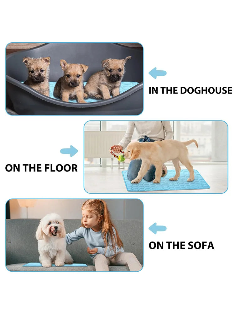 Breathable Dog Cooling Mat – Self-Cooling Summer Pad for Dogs & Cats, Large Crate Blanket