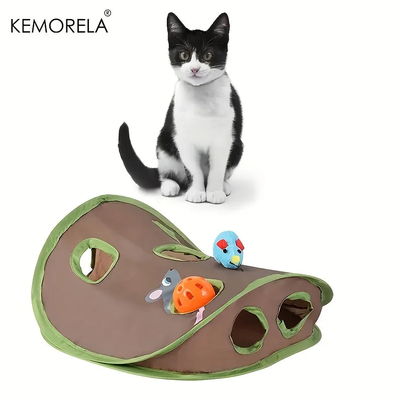 Hide & Seek 9-Hole Cat Toy – Foldable Tunnel Game