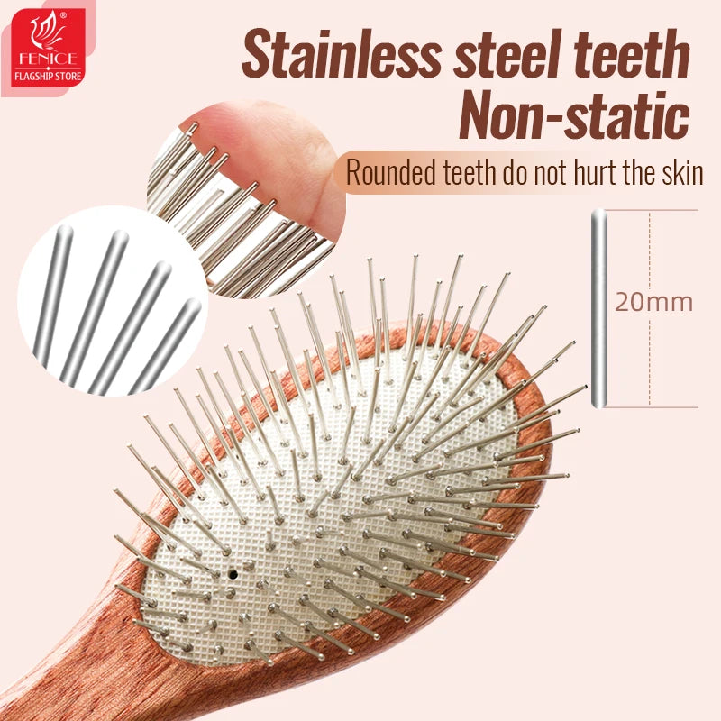 Fenice Wooden Handle Pet Comb – Professional Dog & Cat Grooming Hair Remover Brush