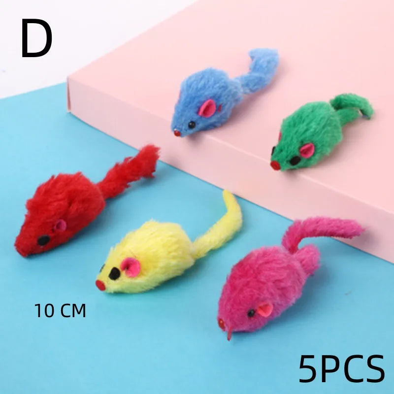 5PCS Plush Simulation Mouse Cat Toys – Interactive Teasing Toy for Cats