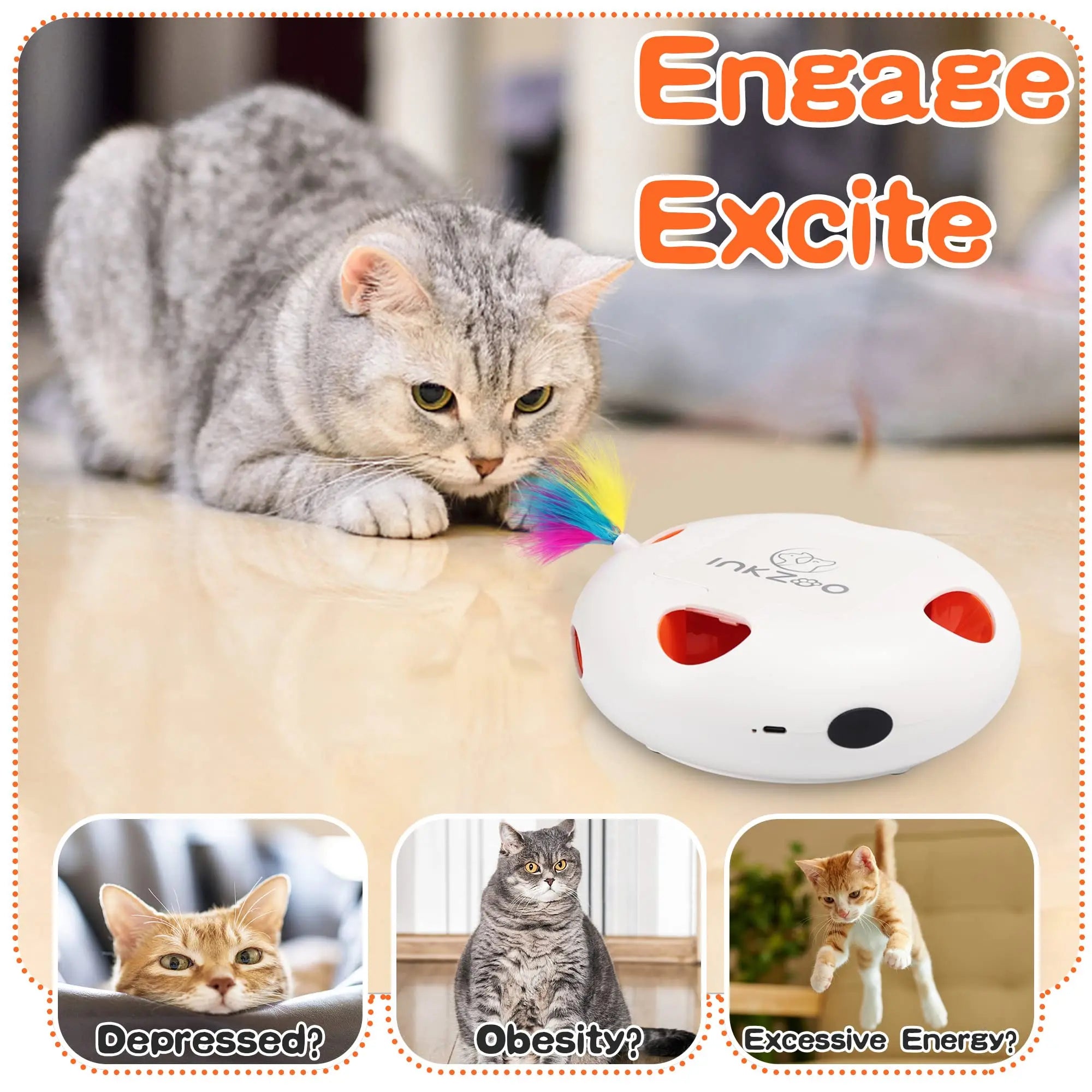 INKZOO 7-Hole Interactive Cat Toy – Automatic Mice Whack-A-Mole for Cats & Kittens