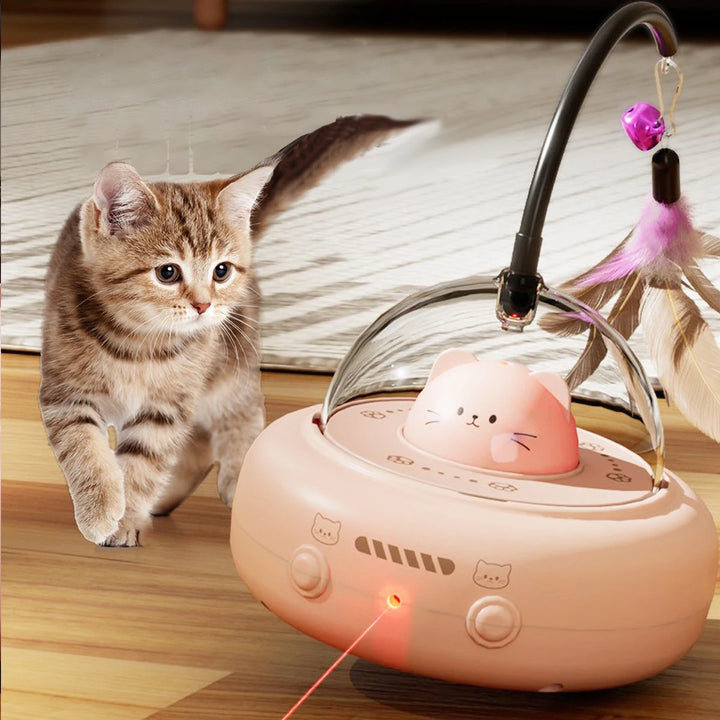 Intelligent Red Dot Laser Cat Toy – Rainbow Light & Obstacle Avoidance Teaser