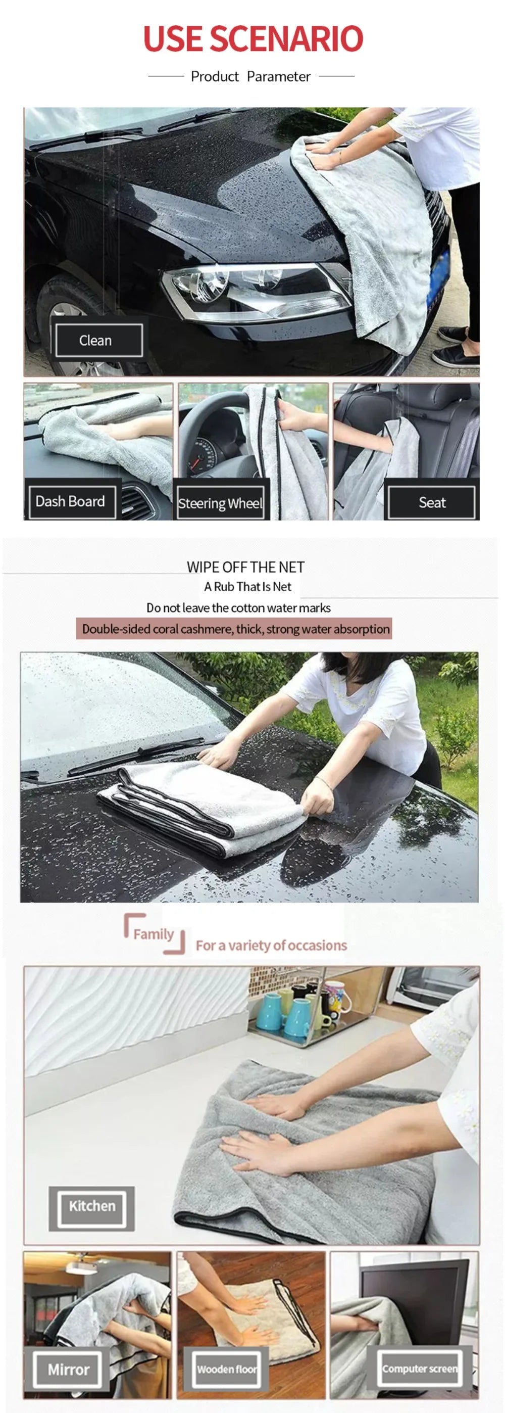Microfiber Car Wash Towel – Fast-Drying, Extra Soft Auto Detailing Cloth