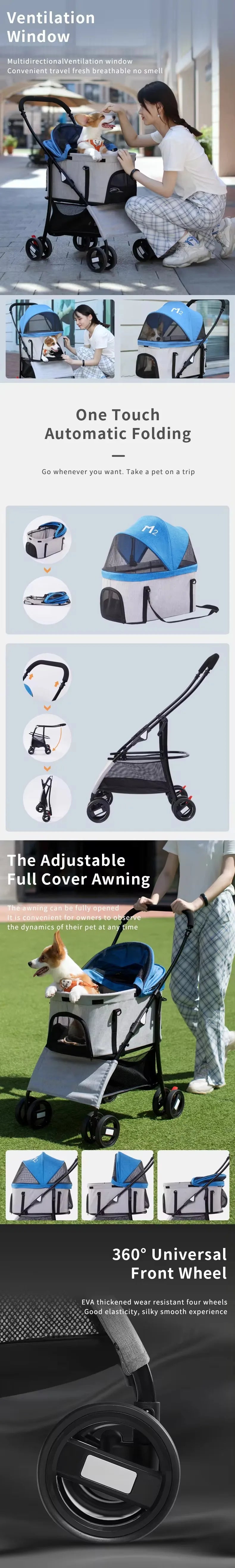 Durable Pet Trolley Carrier with Wheels – Travel Stroller for Small Pets