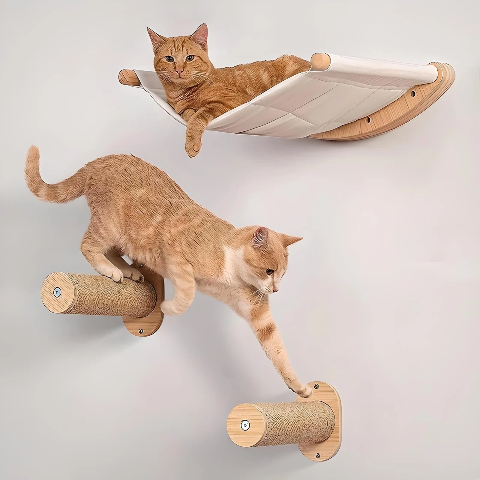 🐾 Wall-Mounted Cat Hammock with Steps – Cozy, Space-Saving Cat Shelf