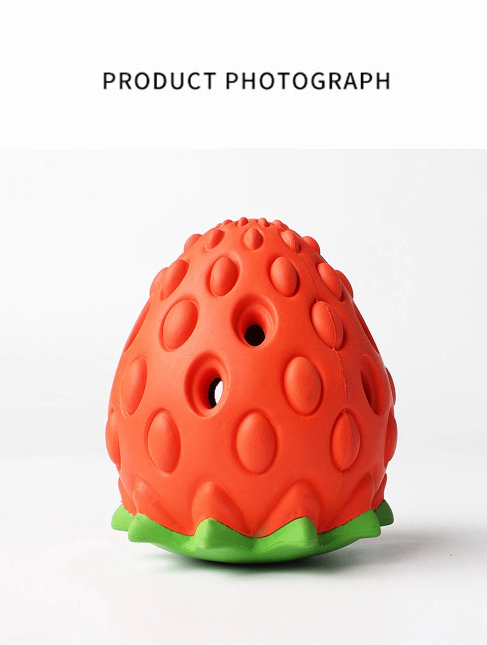 DualPet Strawberry-Shaped Dog Chew Toy – Durable Rubber Food Dispenser for Interactive Play