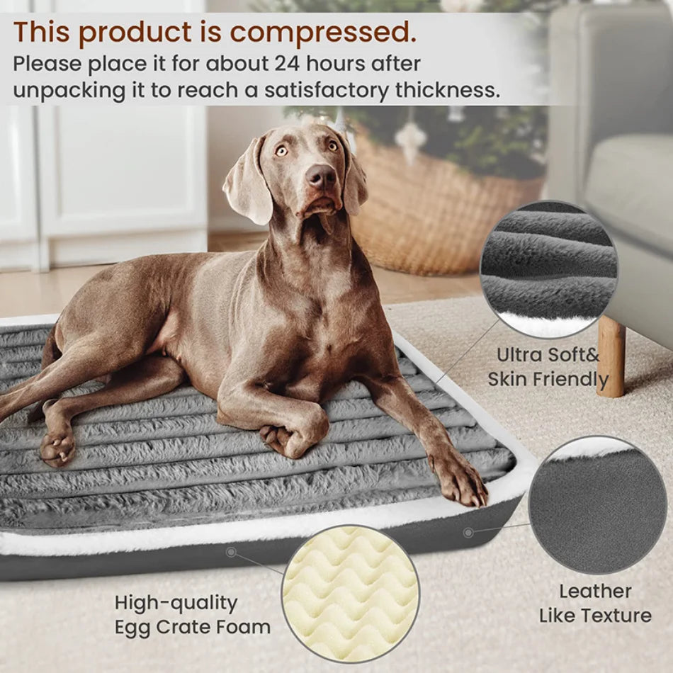 Orthopedic Plush Dog Bed with Non-Slip Bottom & Removable Washable Cover – All Sizes