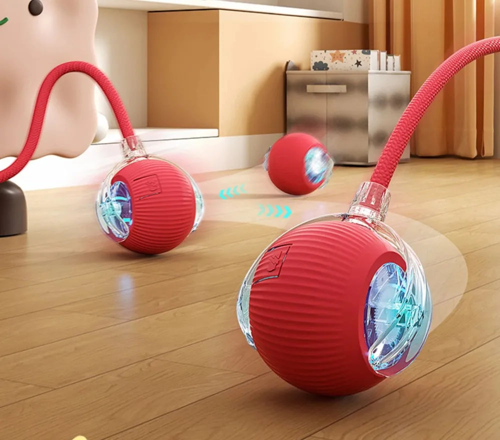 Smart Rolling Cat Toy – Rechargeable Ball with Faux Tail & Mouse Simulation