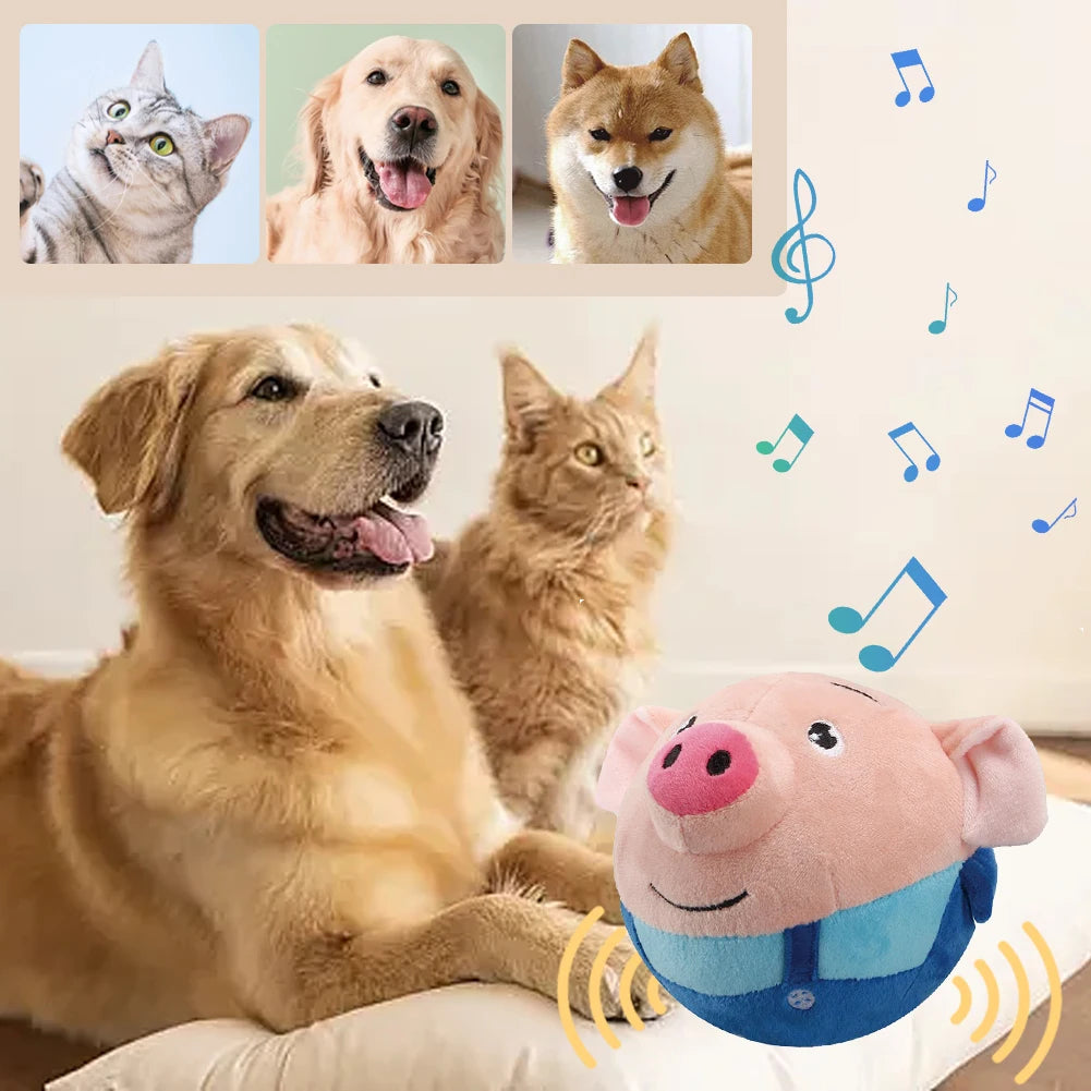 Electronic Bouncing Music Dog Ball – Plush Interactive Chew Toy 🎶🐾
