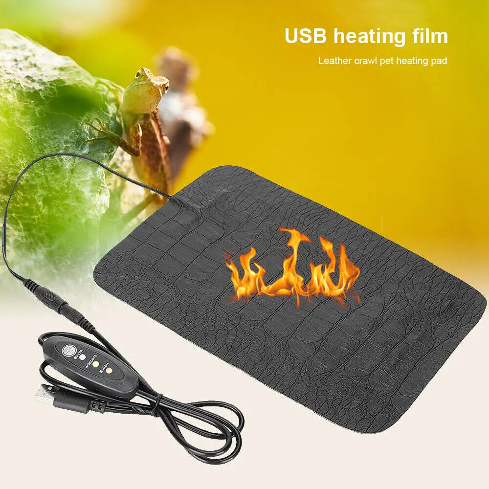 USB Pet Heating Pad – Adjustable Electric Warmer Mat for Cats, Dogs & Reptiles, Two Sizes