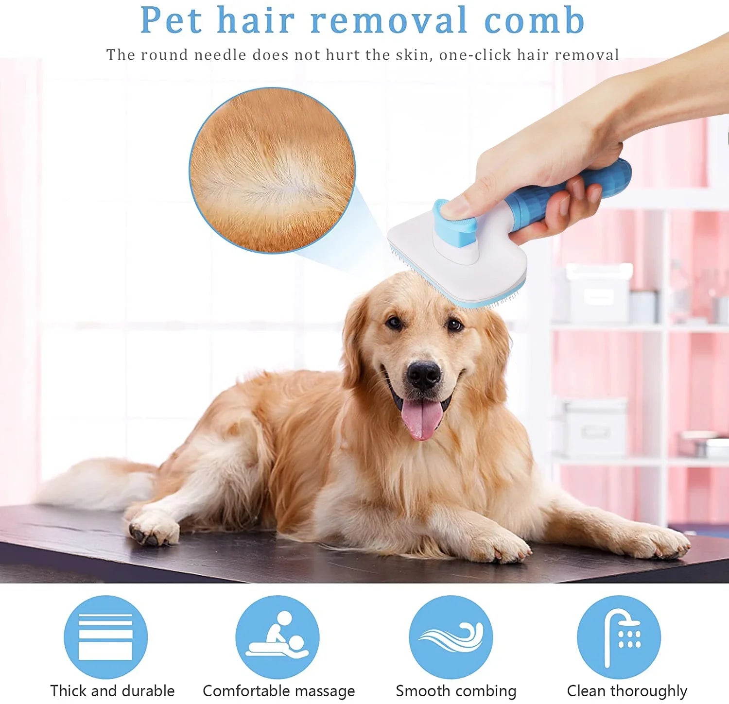 Pet Hair Remover Brush 🐾 Grooming Comb for Long-Haired Dogs & Cats