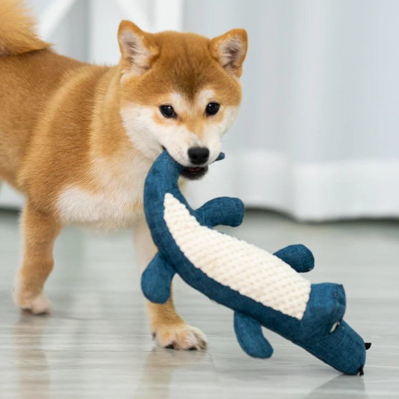 Interactive Plush Alligator Dog Chew Toy with Sound – Cartoon Animal