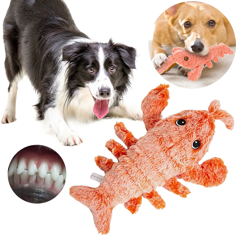 🦞 Floppy Lobster Interactive Dog Toy – Plush Squeaky Chew Toy for Medium Dogs