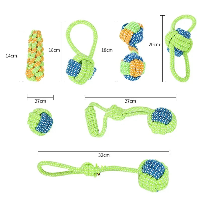 Interactive Cotton Rope Dog Toy – Chew Ball & Toothbrush for Puppies & Dogs