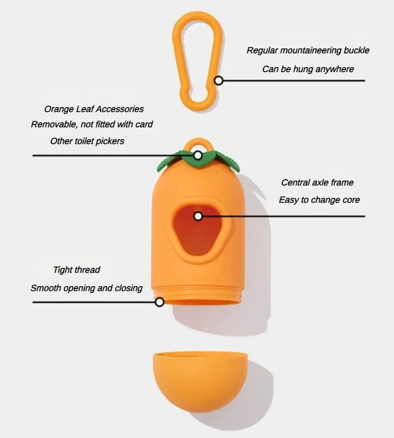Orange Scented Dog Poop Bags – Degradable Waste Bags with Portable Dispenser for Dog Walking & Cleanup