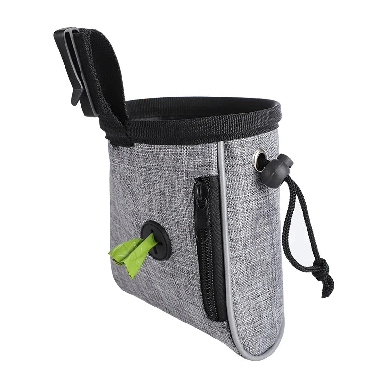 Dog Treat Training Pouch with Built-in Poop Bag Dispenser – Outdoor Pet Training Bag for Toys, Kibble & Treats