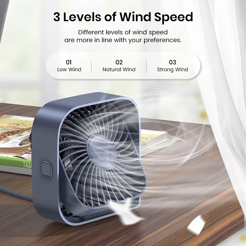 🌬️ TOPK USB Desk Fan – Portable Mini Fan with 3 Speeds | Quiet Cooling Fan for Home, Office, Desktop