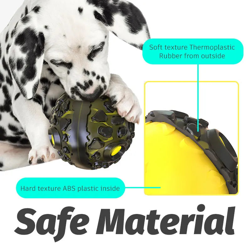 Natural Rubber Dog Chew Ball – Squeaky Interactive Toy for Teeth Cleaning & Play – For Small, Medium & Large Dogs