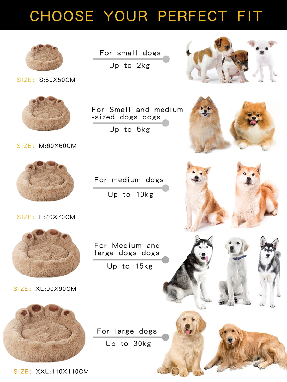 Cute Bear Paw Dog & Cat Bed – Soft Fluffy Pet Sofa Bed for Small to Large Pets