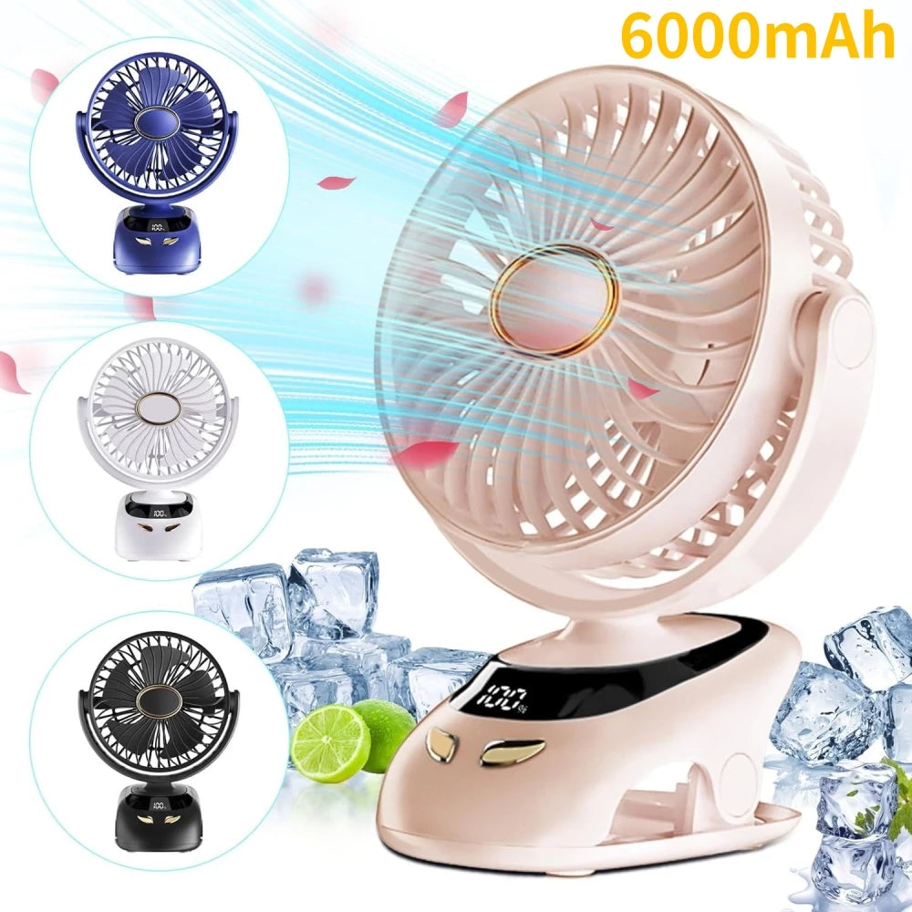 Portable USB Personal Fan for Home, Office, Travel, Bed, Stroller, Camping & Golf Cart