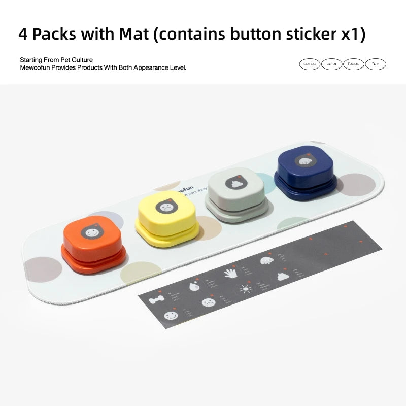 Mewoofun Talking Dog Buttons – Voice Recording Communication Buttons for Pets with Mat | Interactive Training Buzzer for Dogs & Cats