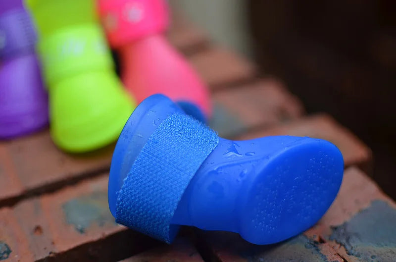 4Pcs Waterproof Dog Rain Shoes – Anti-Slip Rubber Boots for Small, Medium & Large Dogs