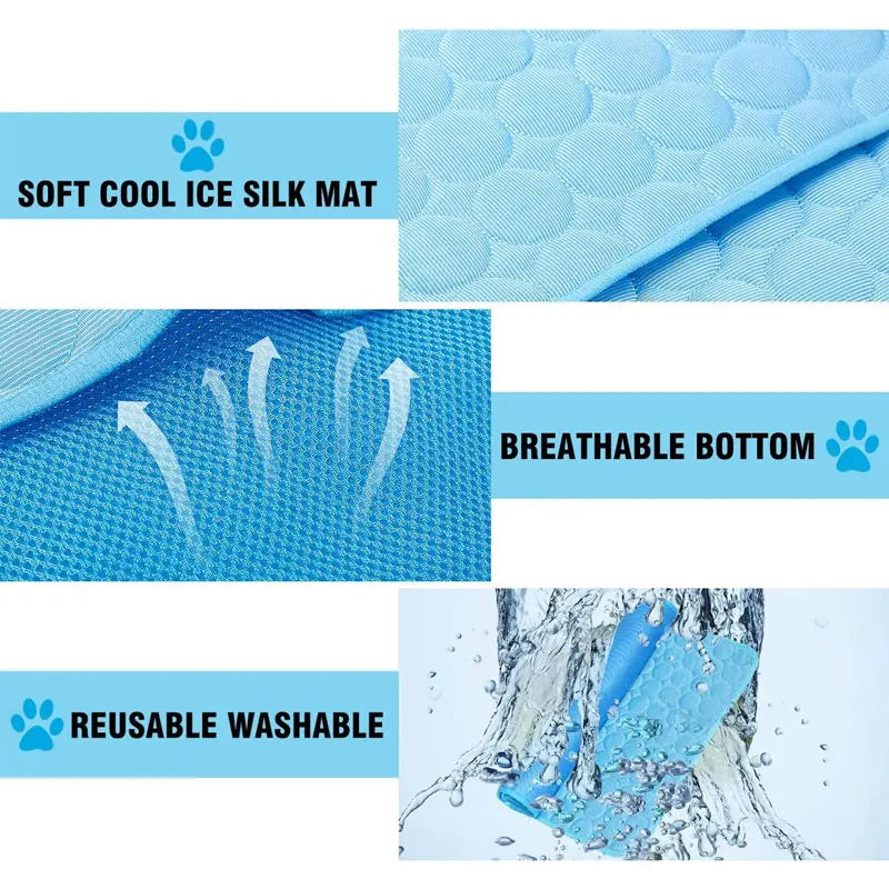 Dogs Self-Cooling Mat – Summer Ice Silk Sleeping Pad for Pets: