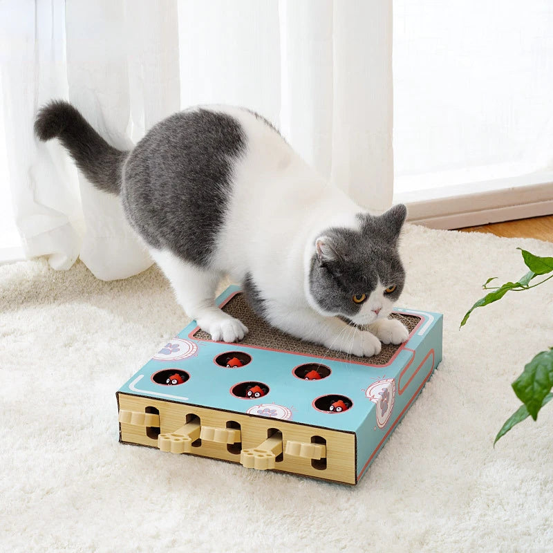 Whack-a-Mole Cat Toy – Interactive Scratching Board & Claw Grinder