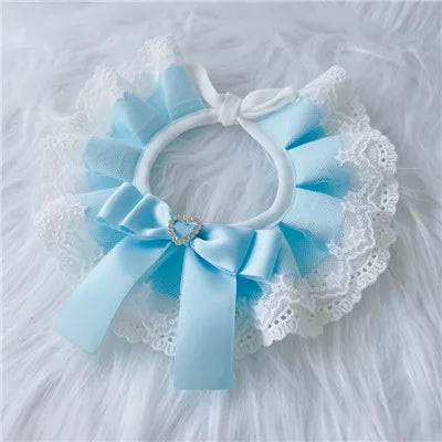 Plaid Dog Bow Bib & Bandana 🐾 Lace Collar Scarf for Pets