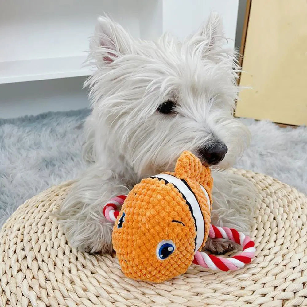 Bite-Resistant Squeaky Dog Plush Toy – Shark, Turtle, Fish Chew Toys for Puppies and Dogs