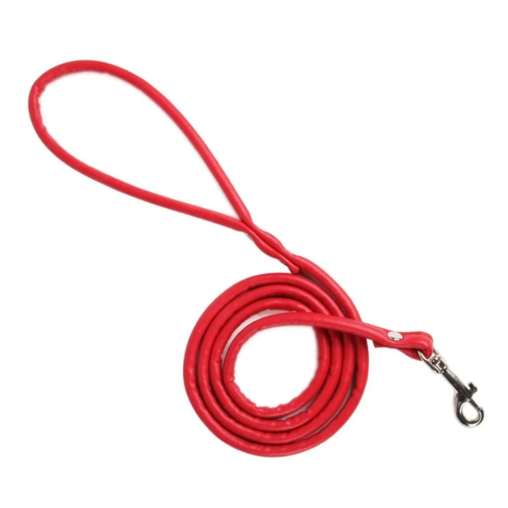 Soft PU Leather Dog Leash – 120cm Smooth Lead for Small Dogs & Puppies