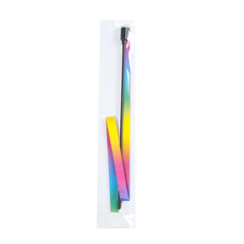 Rainbow Ribbon Cat Teaser Wand – Colorful Interactive Stick Toy for Cats