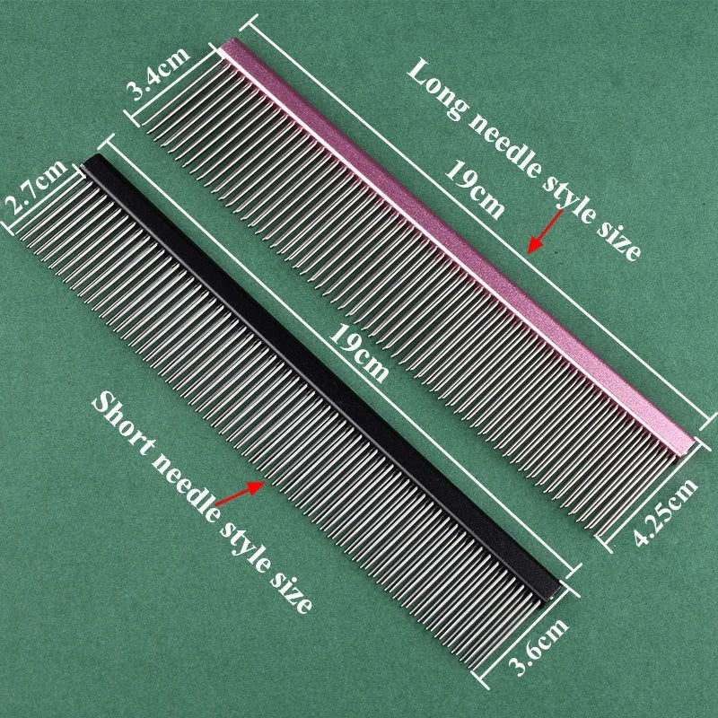 Double Row Dog & Cat Grooming Comb – Stainless Steel Pet Hairbrush for Shedding & Styling